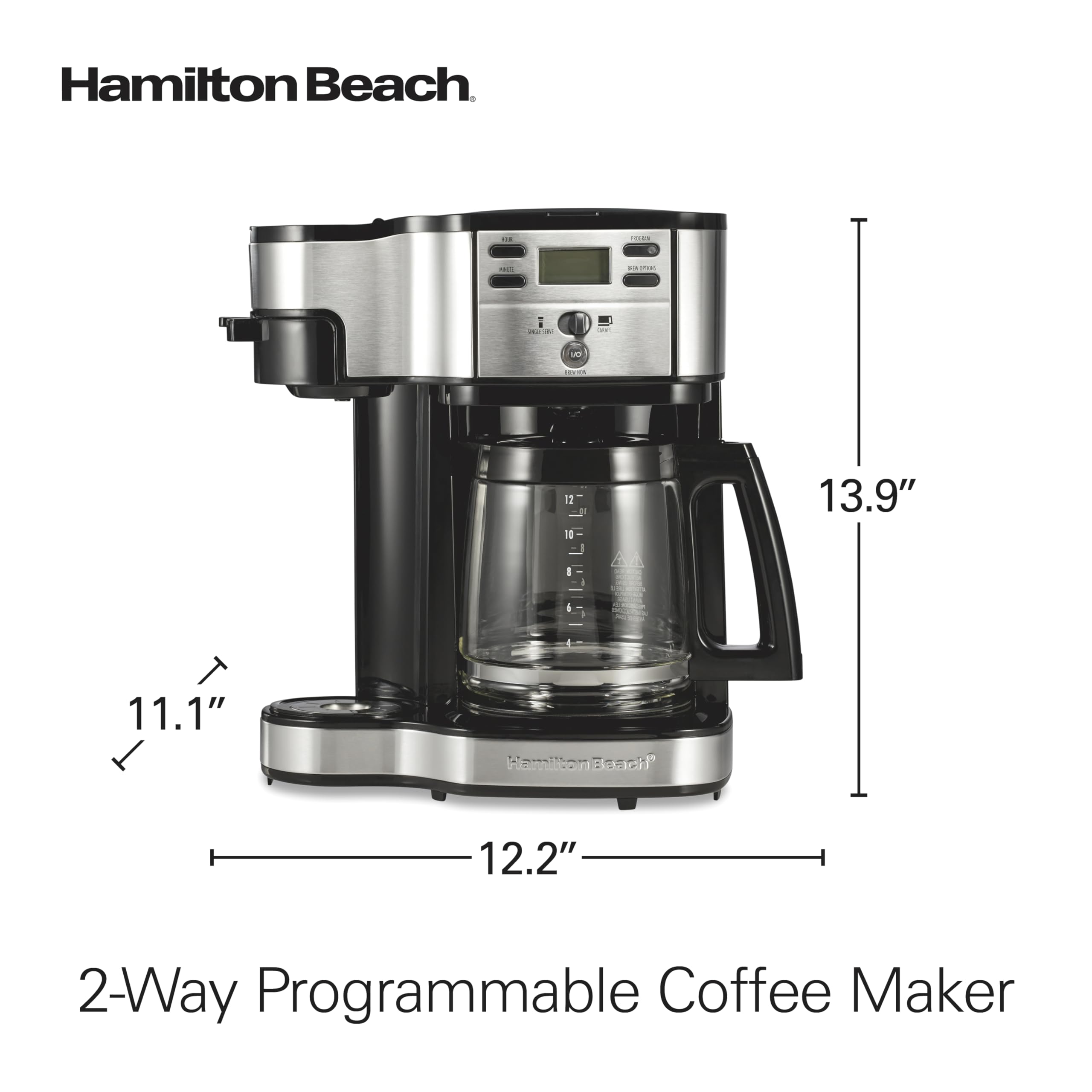 Hamilton Beach 2 Way Programmable Coffee Maker 12 Cup Carafe Single Serve 49980RG