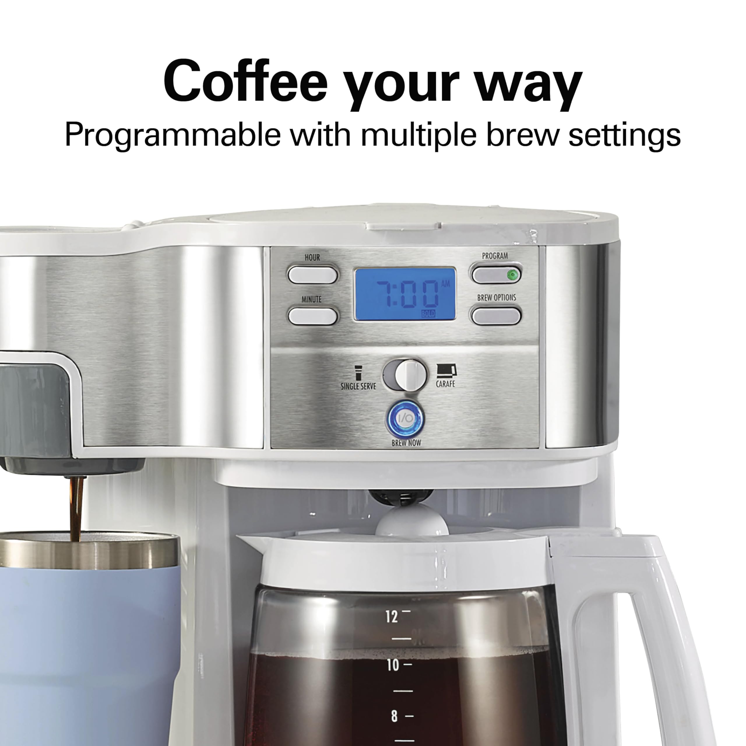 Hamilton Beach 2 Way Programmable Coffee Maker 12 Cup Carafe Single Serve 49980RG