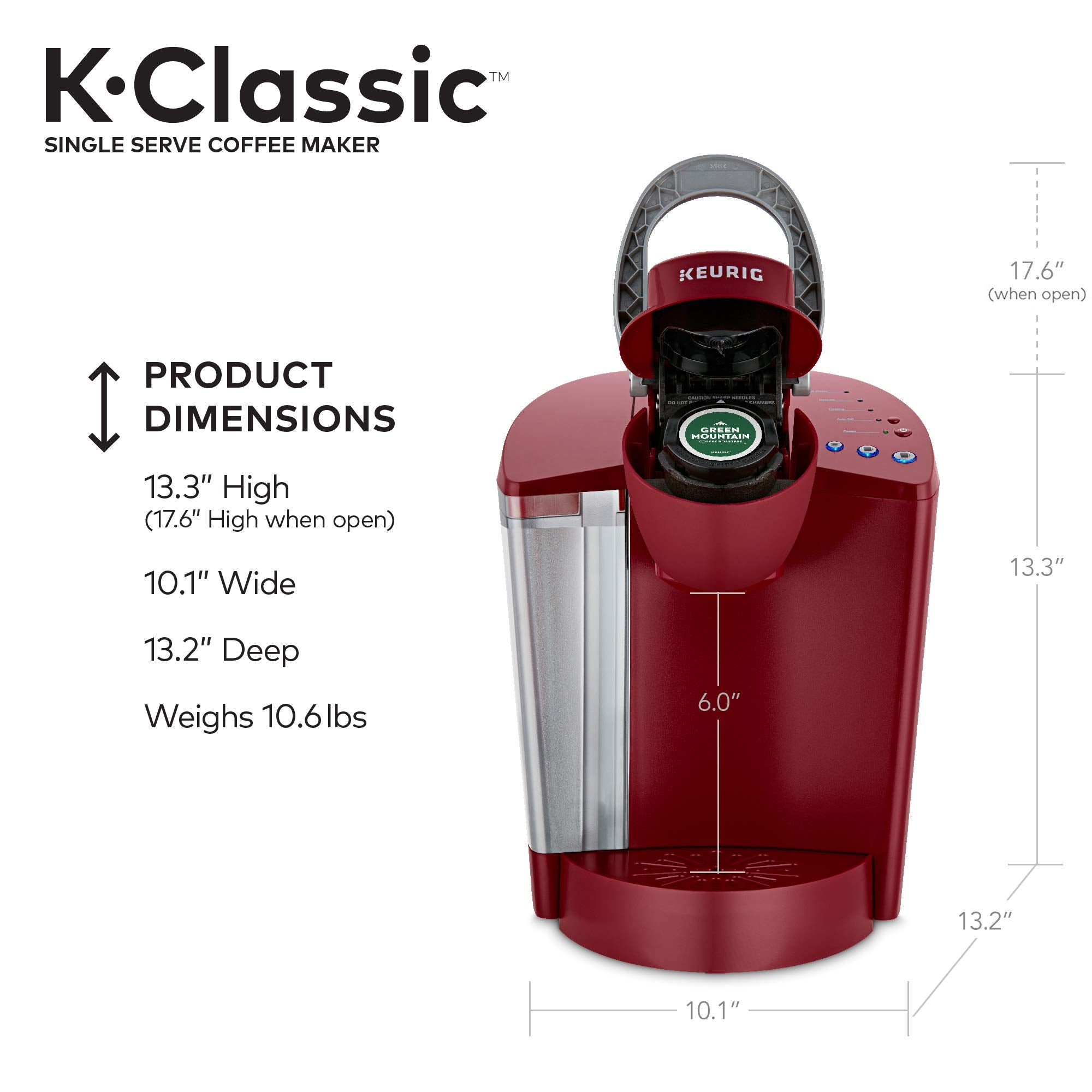 Keurig K Classic Single Serve Coffee Maker 3 Brew Sizes 48oz Reservoir Black