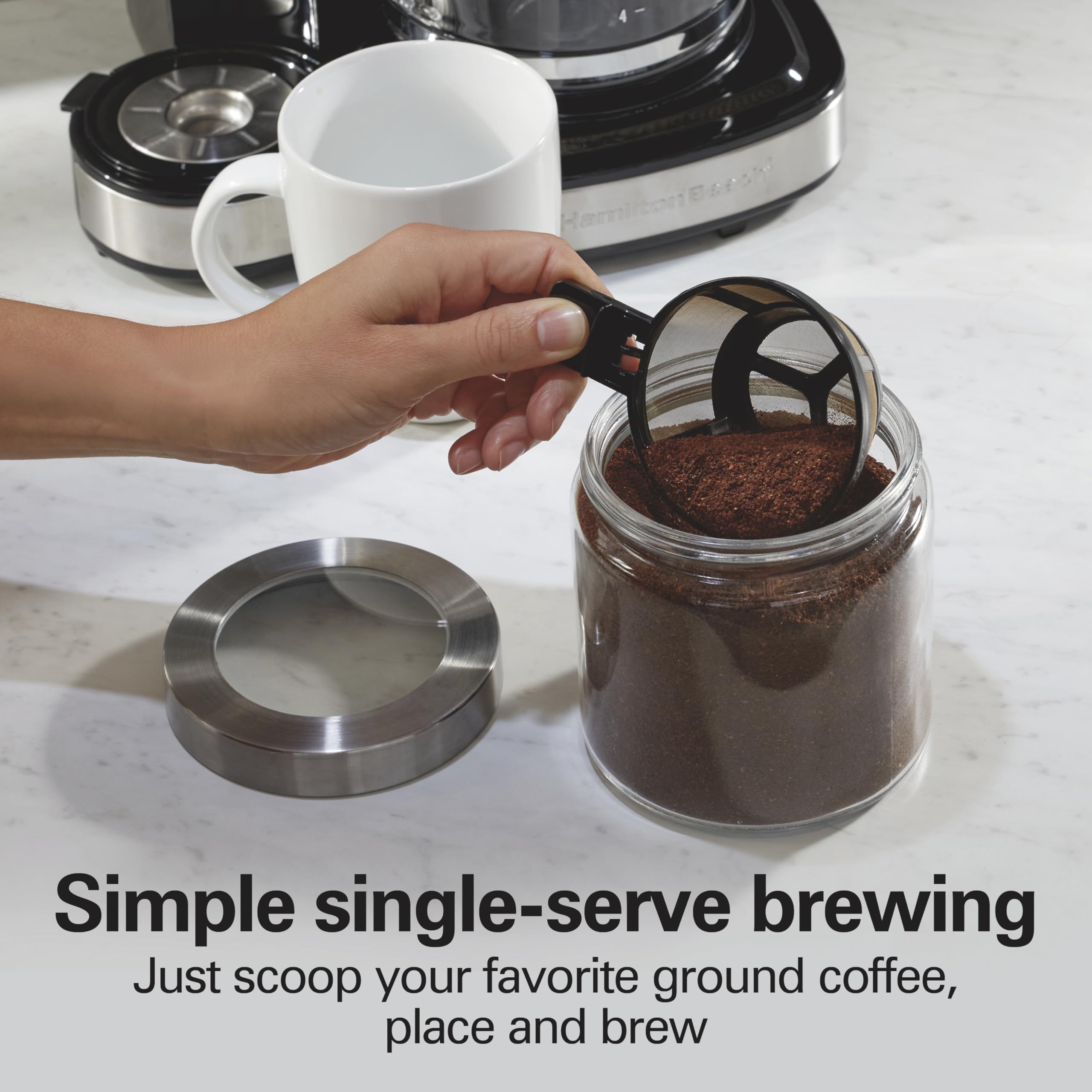 Hamilton Beach 2 Way Programmable Coffee Maker 12 Cup Carafe Single Serve 49980RG