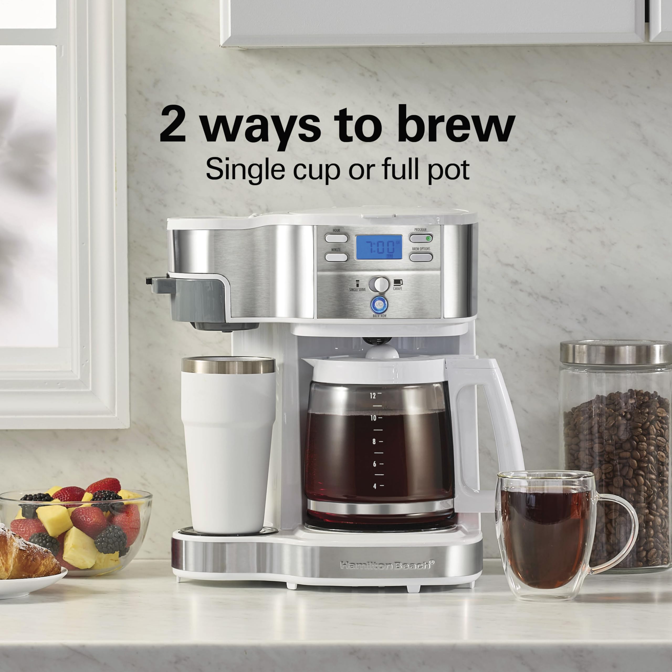 Hamilton Beach 2 Way Programmable Coffee Maker 12 Cup Carafe Single Serve 49980RG