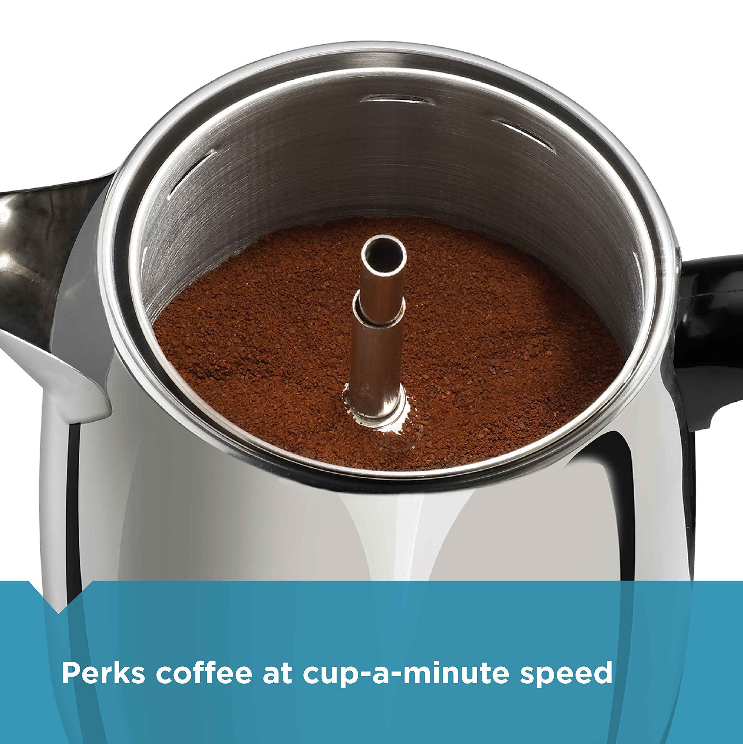 Farberware 8 Cup Electric Coffee Percolator Stainless Steel Keep Warm No Drip