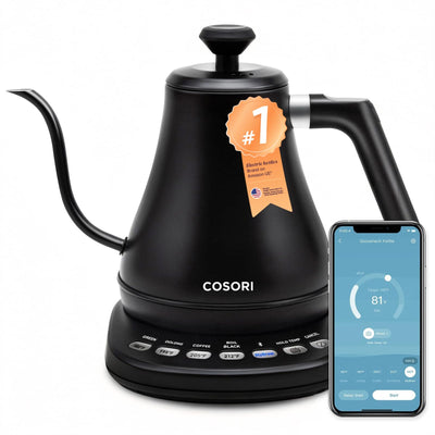 COSORI Electric Gooseneck Kettle 5 Temp Control Pour Over Coffee Tea 0.8L 1200W Stainless Steel