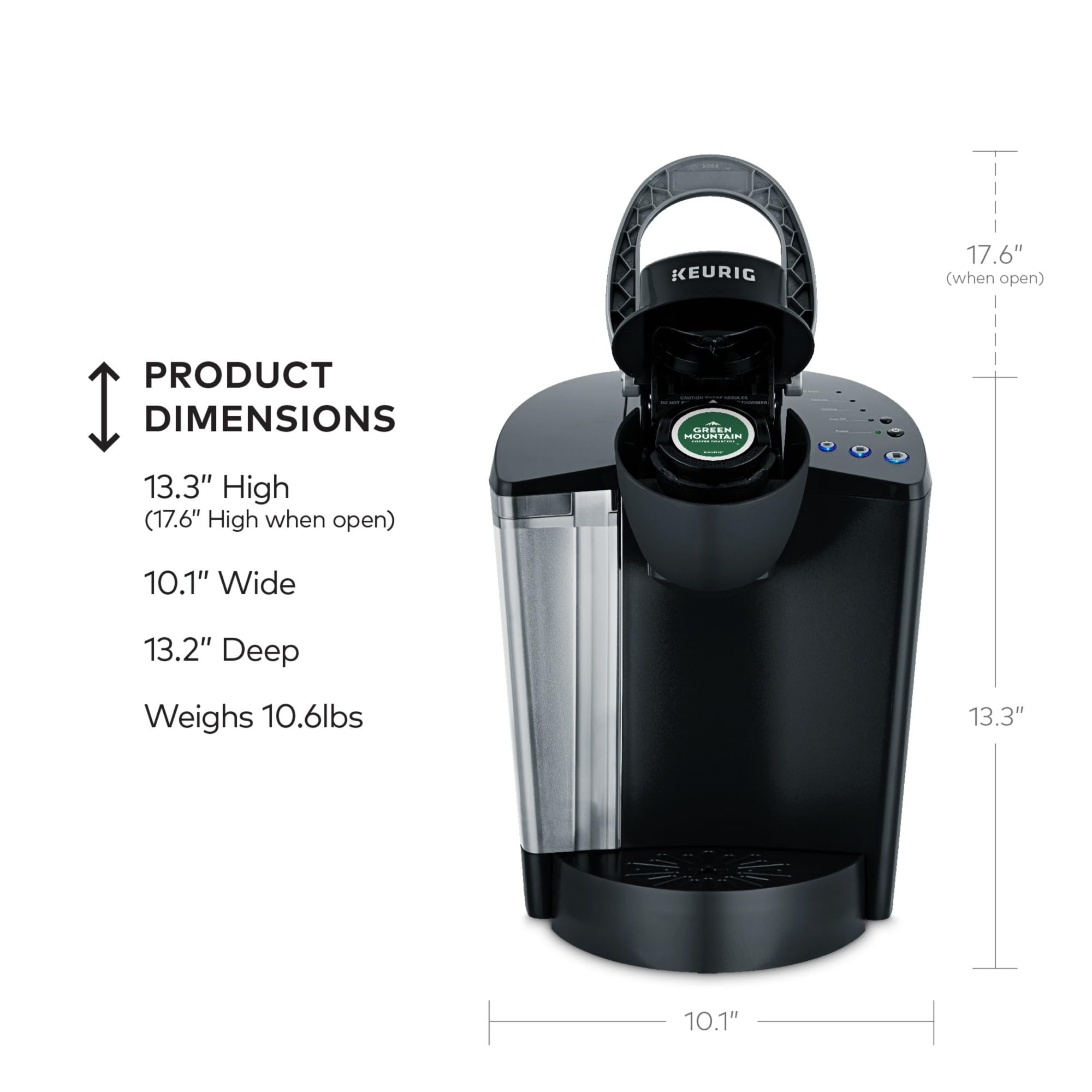 Keurig K Classic Single Serve Coffee Maker 3 Brew Sizes 48oz Reservoir Black