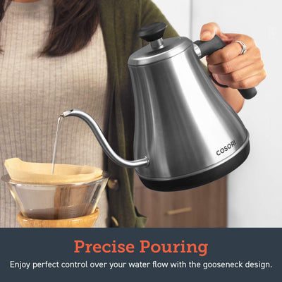 COSORI Electric Gooseneck Kettle 5 Temp Control Pour Over Coffee Tea 0.8L 1200W Stainless Steel