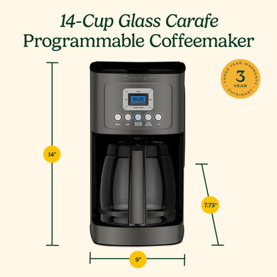 Cuisinart 14 Cup Programmable Coffee Maker PerfecTemp Glass Carafe DCC-3200NAS Stainless