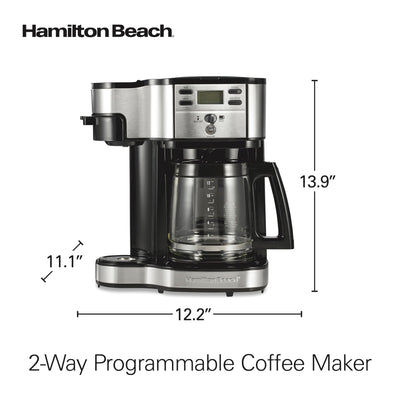 Hamilton Beach 2 Way Programmable Coffee Maker 12 Cup Carafe Single Serve 49980RG