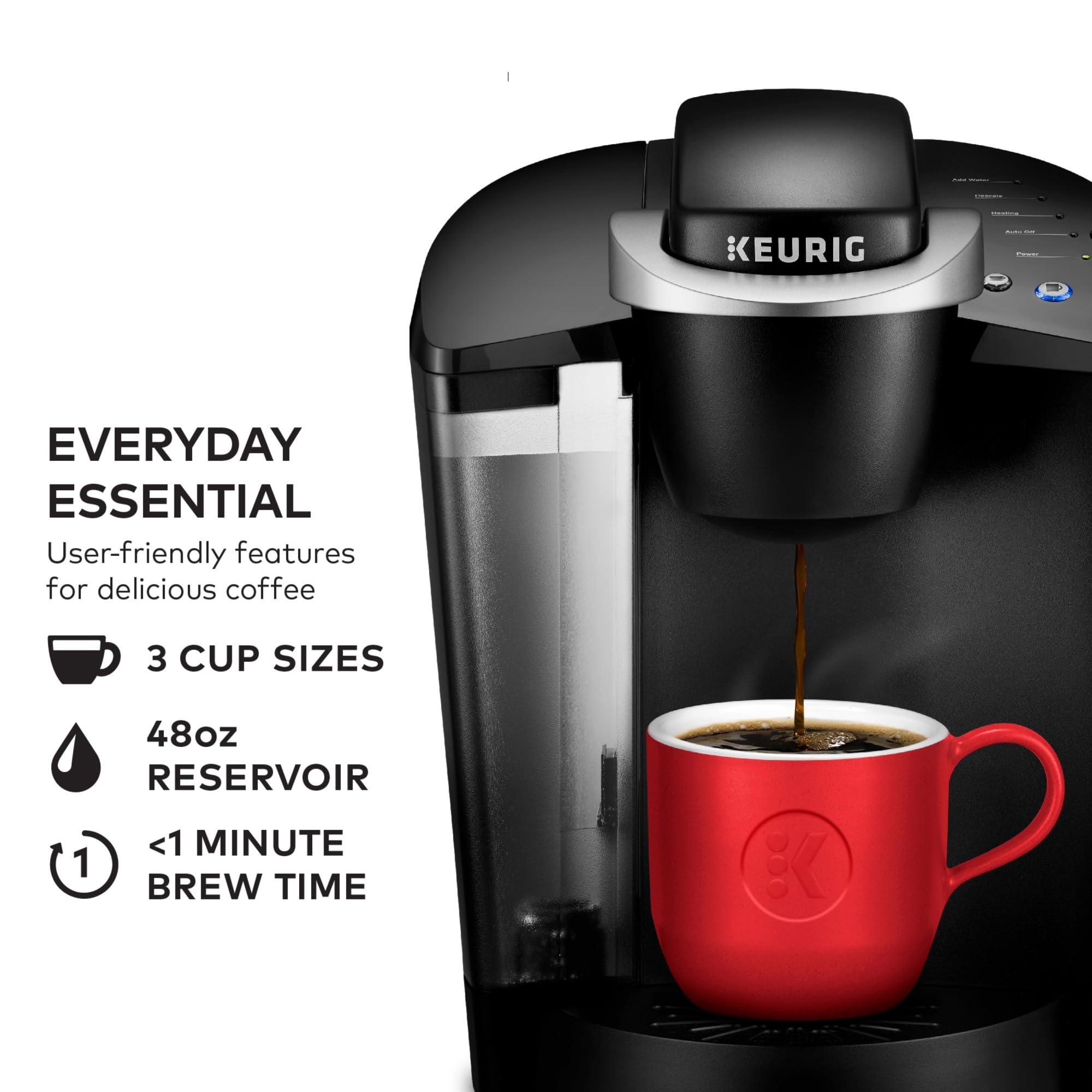 Keurig K Classic Single Serve Coffee Maker 3 Brew Sizes 48oz Reservoir Black