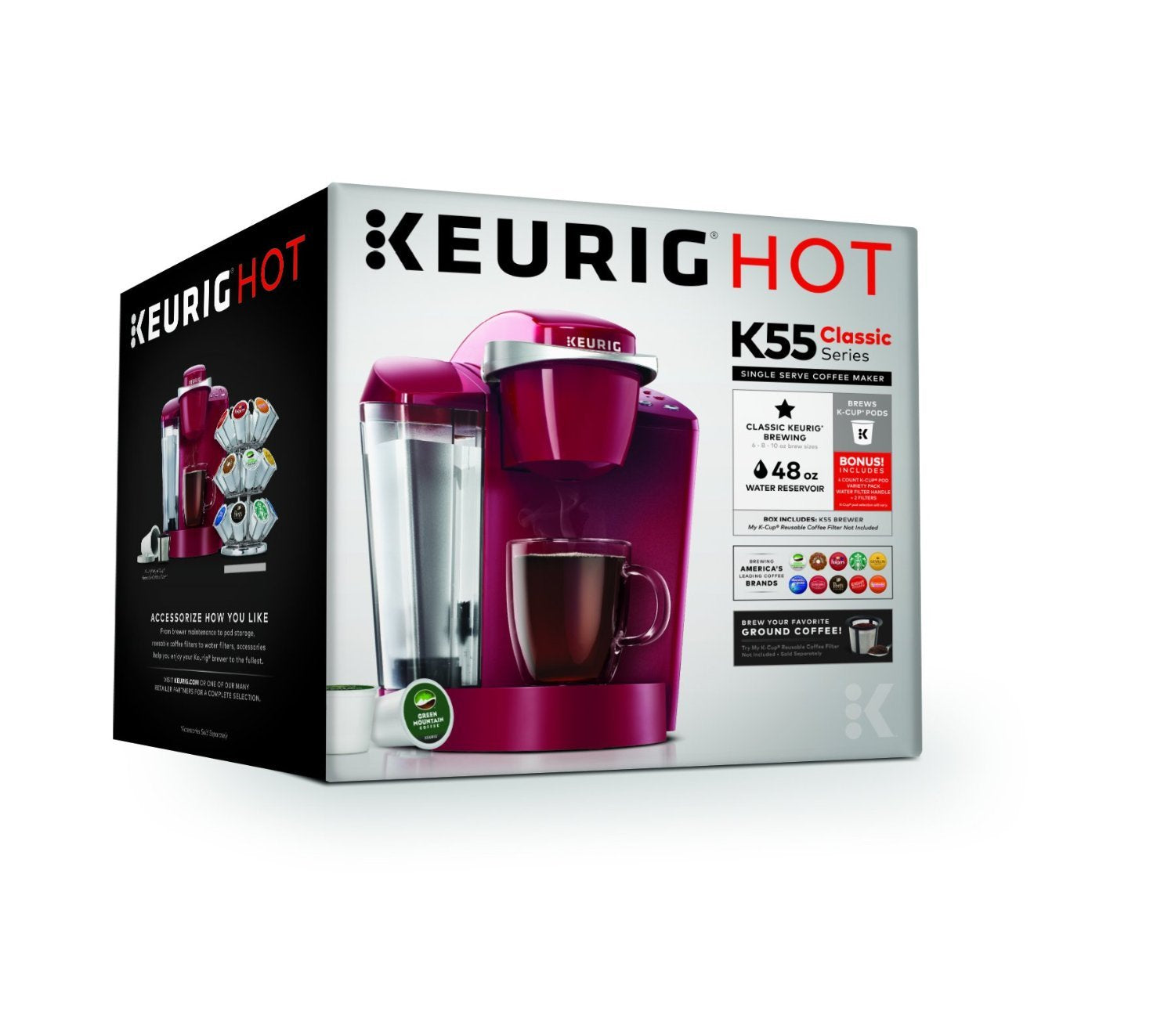 Keurig K Classic Single Serve Coffee Maker 3 Brew Sizes 48oz Reservoir Black