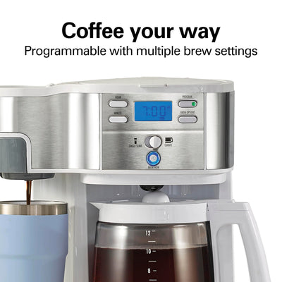 Hamilton Beach 2 Way Programmable Coffee Maker 12 Cup Carafe Single Serve 49980RG