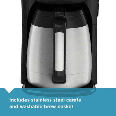 BLACK+DECKER 12 Cup Thermal Programmable Coffee Maker Brew Strength VORTEX CM2046S