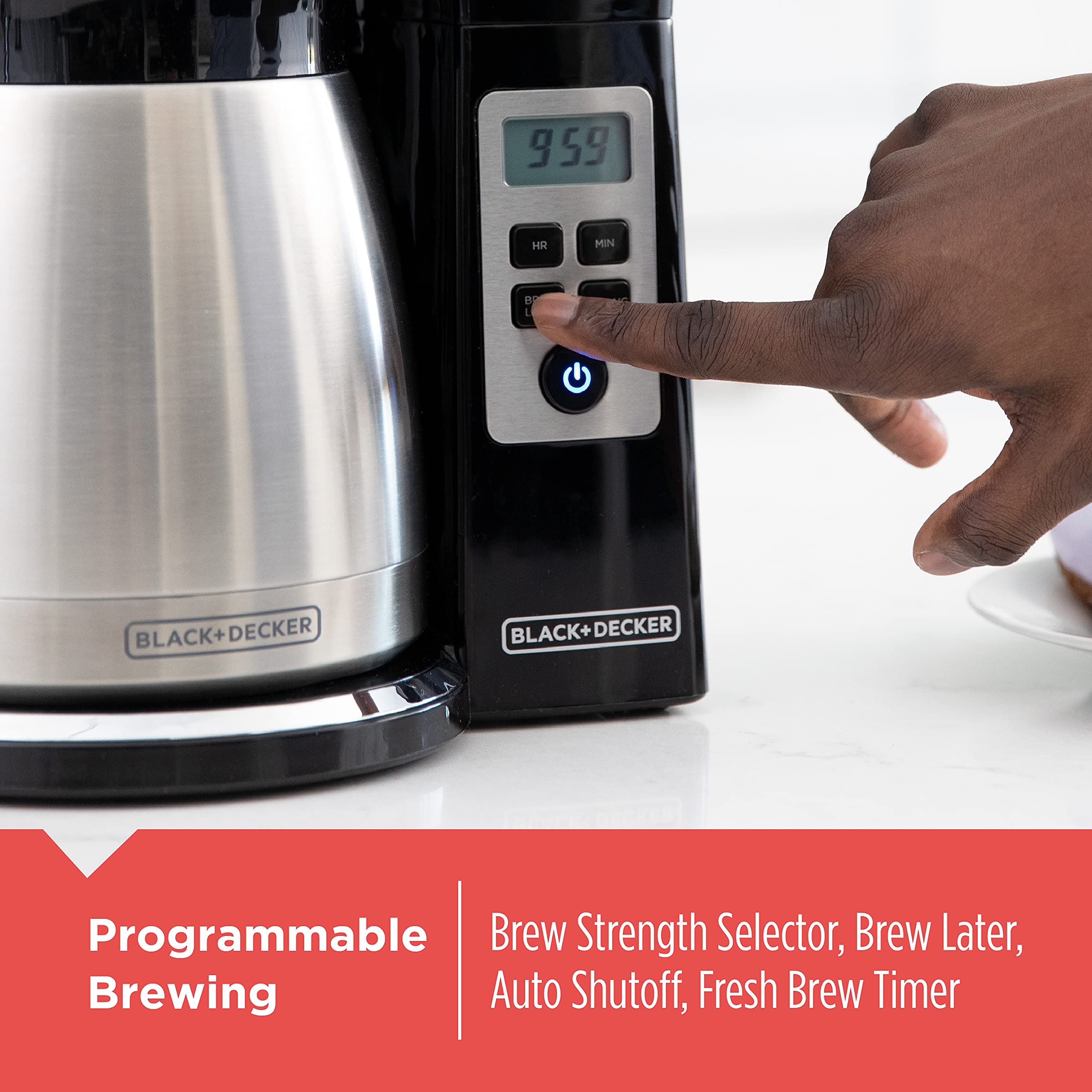 BLACK+DECKER 12 Cup Thermal Programmable Coffee Maker Brew Strength VORTEX CM2046S