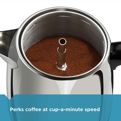 Farberware 8 Cup Electric Coffee Percolator Stainless Steel Keep Warm No Drip