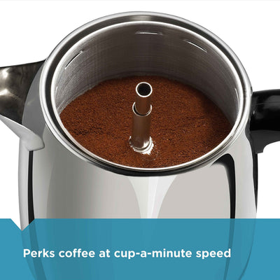 Farberware 8 Cup Electric Coffee Percolator Stainless Steel Keep Warm No Drip